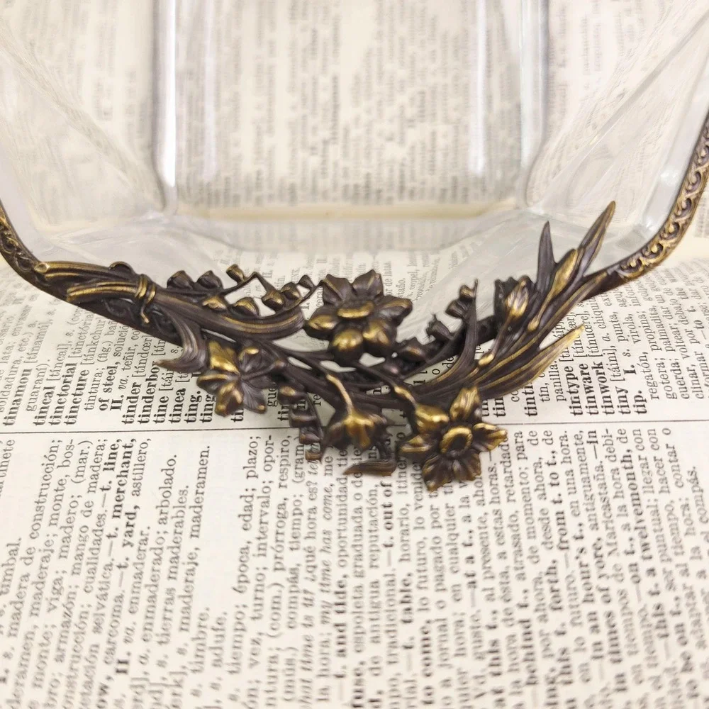 Vintage Candy Dish with Ornate‎ Handles, Decorative Cache Bowl, Trinket Dish